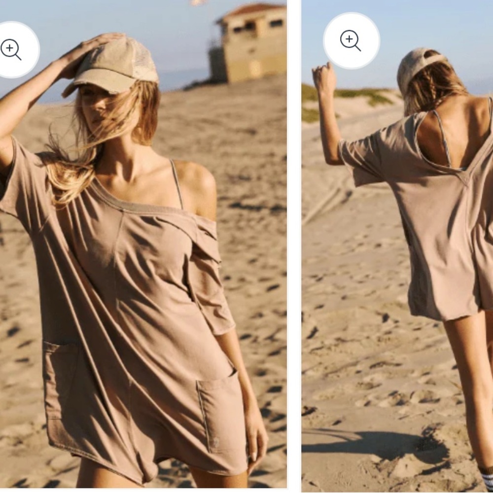 Free People Hot Shot Tee Romper Mocha Latte